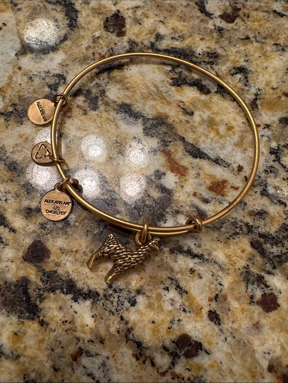 Alex and Ani Gold-tone Llama Charm Bangle Bracelet